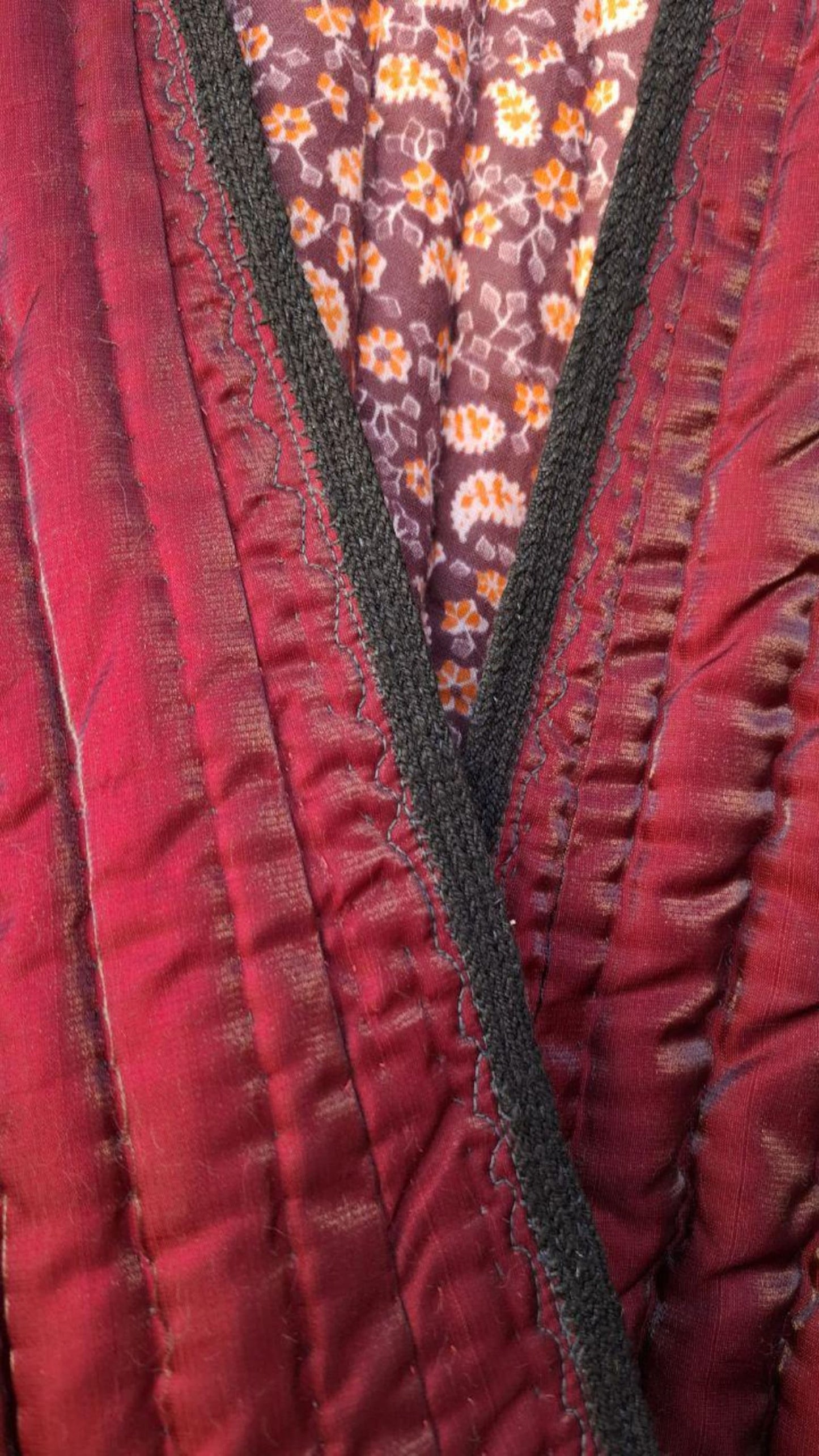Uzbek handmade warm quilted ikat chapan, coat, robe .Unisex, free size.