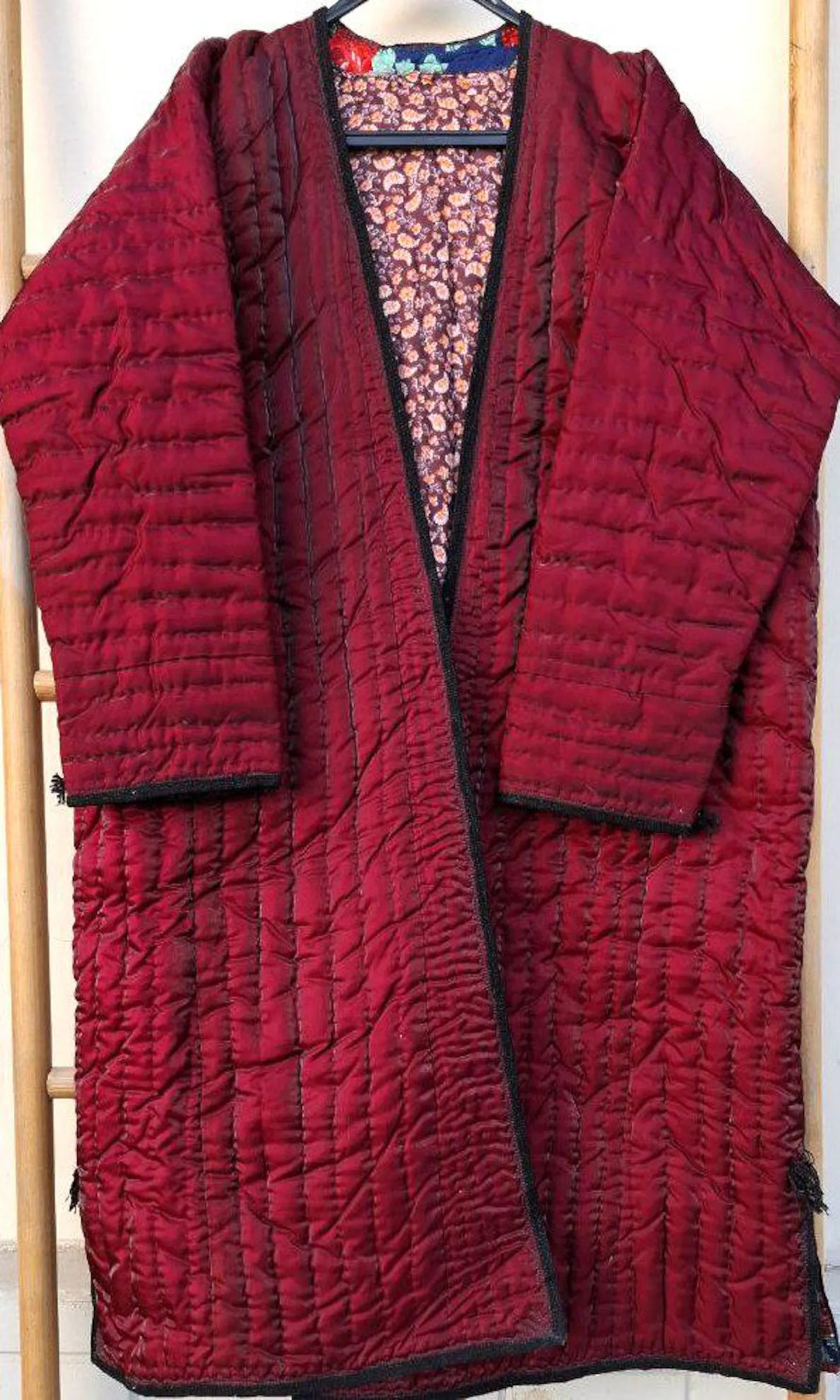 Uzbek handmade warm quilted ikat chapan, coat, robe .Unisex, free size.